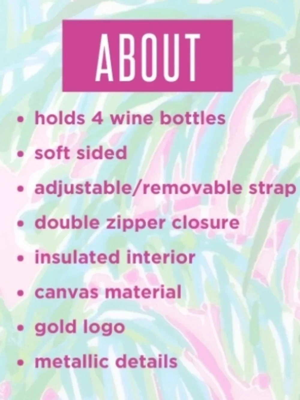 Lilly Pulitzer | Insulated Wine Carrier Beach Cooler Pool Fruity Flamingo Pink